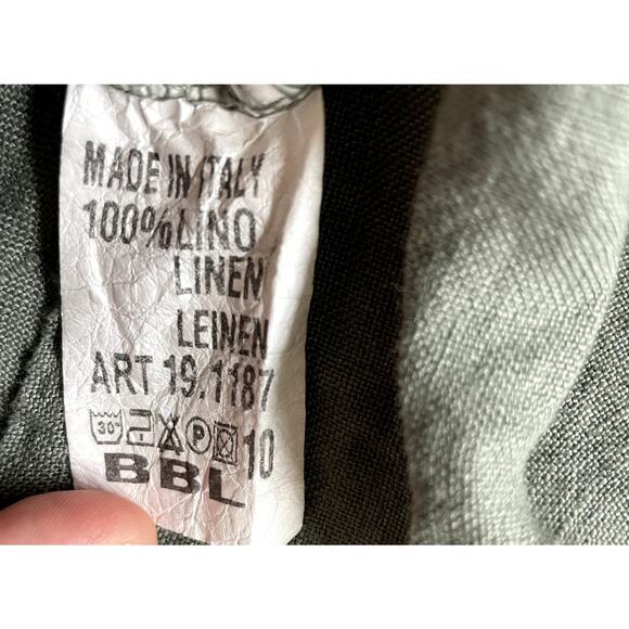 Asymmetrical Jade color Linen button down - Picture 2 of 6